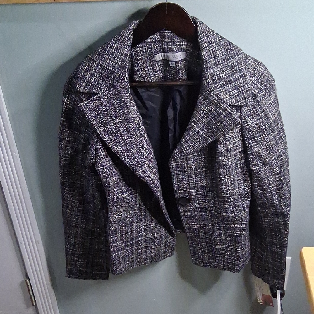 Anne Klein Black and Gray Tweed Blazer